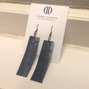 NWOT Navy Blue Leather Earrings